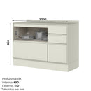 Balcão com Tampo 1 Porta 4 Gaveta 120cm Fineze Henn